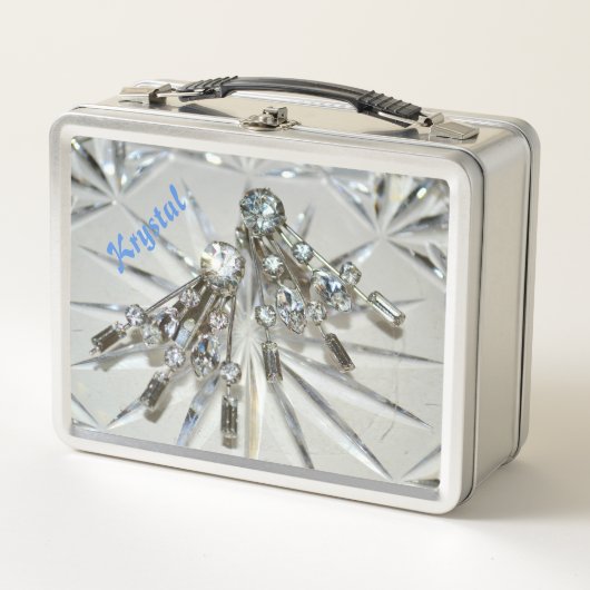 アールデコエレガントヴィンテージラインストーンズグラマラス メタルランチボックス (正面)