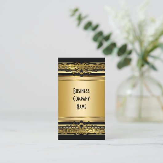 アールデコエレガント名刺金ゴールドブラック 名刺 (スタンド正面)