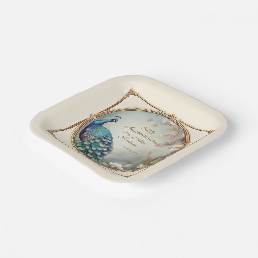 アールデコエレガント孔雀の花50周年 ペーパープレート (傾斜あり)