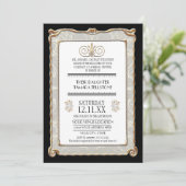 アールデコエレガント新しいギャツビー金ゴールドレース結婚ズ 招待状 (スタンド正面)