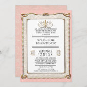 アールデコエレガント新しいギャツビー金ゴールドnレース1920s 招待状 (正面/裏面)