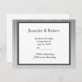 アールデコエレガント白黒ストライプ 出欠カード (正面/裏面)