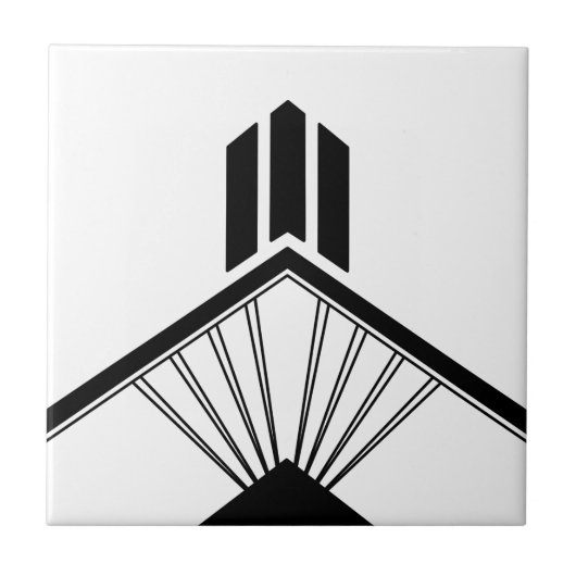 アールデコエレガント白黒幾何縁ど タイル (正面)