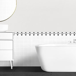 アールデコエレガント白黒幾何縁ど タイル