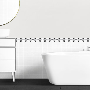 アールデコエレガント白黒幾何縁ど タイル