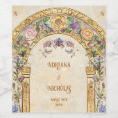 アールデコエレガント結婚フローラ ワインラベル (シングルラベル)