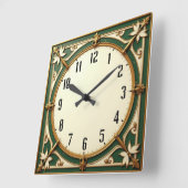 アールデコエレガント緑 スクエア壁時計 (傾斜)