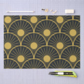 アールデコエレガント金ゴールドのSun Pattern on Black 薄葉紙 (クラフト)
