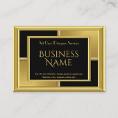 アールデコエレガント金ゴールドブラック幾何学金属 名刺 (正面)