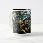 アールデコエレガント金ゴールド宝石ビーズターコイズブラック ツートーンマグカップ (正面左)