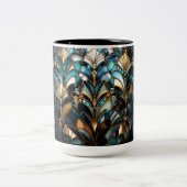 アールデコエレガント金ゴールド宝石ビーズターコイズブラック ツートーンマグカップ (中央)