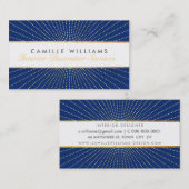 アールデコエレガント金ゴールド日が差すこと模様ネイビーブルー 名刺 (正面/裏面)