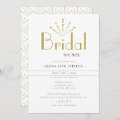 アールデコエレガント金ゴールド花火シックブライダルシャワー 招待状 (正面/裏面)