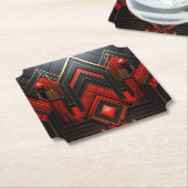 アールデコエレガント金ゴールド黒の赤 ペーパーコースター (アングル)