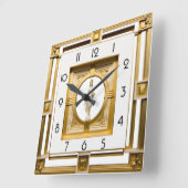 アールデコエレガント金ゴールド スクエア壁時計 (傾斜)