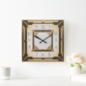 アールデコエレガント金ゴールド スクエア壁時計 (ホーム)