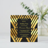 アールデコエレガント60th誕生日パーティー金ゴールドブラックイン 招待状 (スタンド正面)