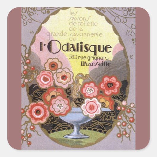 アールデコオダリスク香水ラベル スクエアシール (正面)