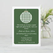 アールデコオーナメントクリスマスパーティー招待状、緑 招待状 (スタンド正面)