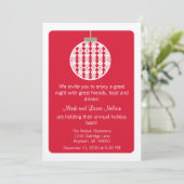 アールデコオーナメントクリスマスパーティー招待状、赤 招待状 (スタンド正面)