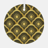 アールデコオーナメント：シームレスなヴィンテージパターン ガラスオーナメント (裏面)