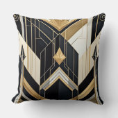 アールデコオールド金ゴールドブラックジオメトリックトリデザイン クッション (正面)