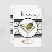 アールデコカクテルデザインRSVPカード 出欠カード (正面/裏面)