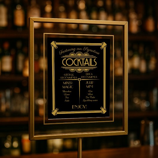 アールデコカクテル署名，署名，バー署名 ポスター