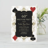 アールデコカジノナイトトランプのポーカーウーマン60誕生日 招待状 (スタンド正面)