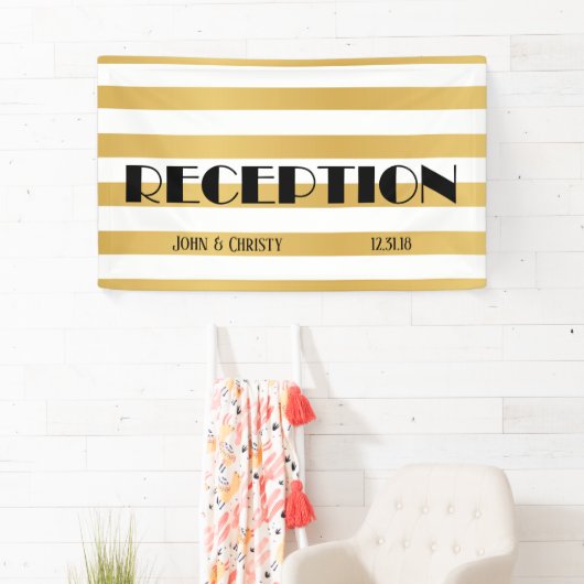 アールデコカスタマイズ可能な結婚式の受付 横断幕 (インサイチュ)