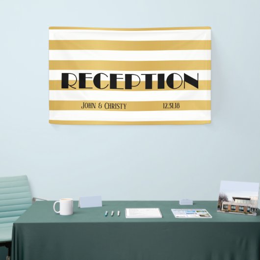 アールデコカスタマイズ可能な結婚式の受付 横断幕 (トレードショー)