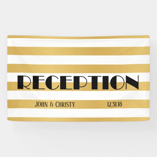 アールデコカスタマイズ可能な結婚式の受付 横断幕 (横)