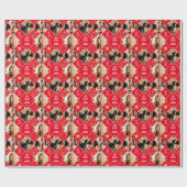 アールデコカスタムの年齢の名前と写真誕生日赤 ラッピングペーパー (フラット)