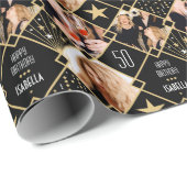 アールデコカスタムの年齢の名前と写真誕生日 ラッピングペーパー (ロールコーナー)