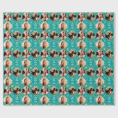 アールデコカスタムの年齢名&写真誕生日ティール(緑がかった色) ラッピングペーパー (フラット)