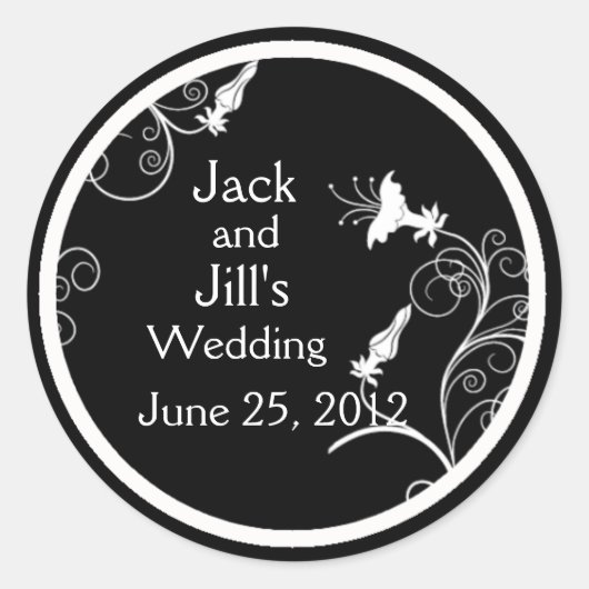 アールデコカスタムスタンプ（白黒） ラウンドシール (正面)