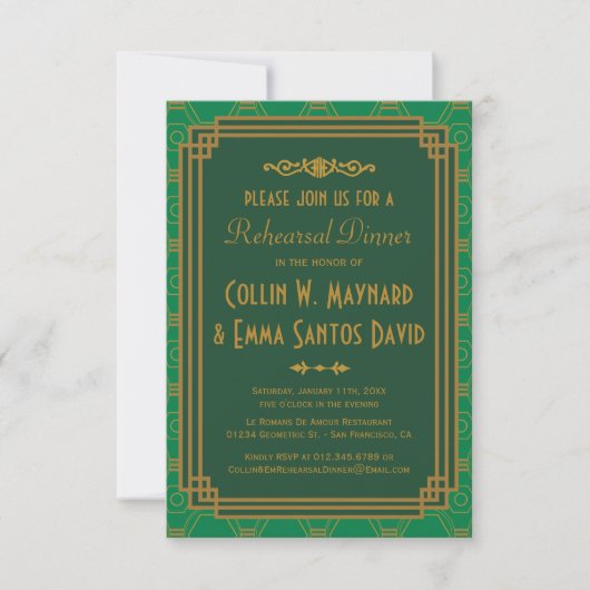 アールデコカスタムリハーサルディナー招待状 招待状 (正面)