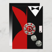 アールデコカップル75th誕生日パーティー |赤黒 招待状 (正面/裏面)