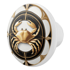 アールデコカニ白黒金ゴールド 航海の セラミックノブ