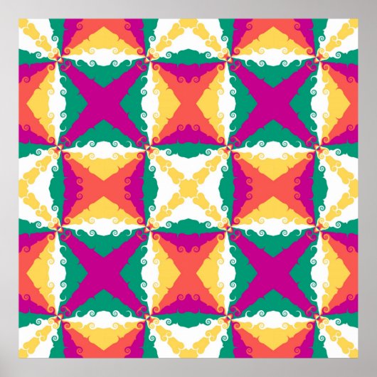 アールデコカラフルスワールレトロ抽象芸術アート ポスター (正面)