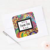 アールデコカラフル花形模様ありがとうありがとう スクエアシール (封筒)