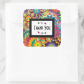 アールデコカラフル花形模様ありがとうありがとう スクエアシール (バッグ)