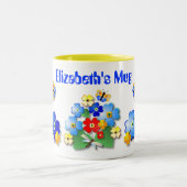 アールデコカラフル花 ツートーンマグカップ (中央)