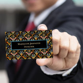 アールデコカラフル金ゴールドブラックブルーデザイナー 名刺