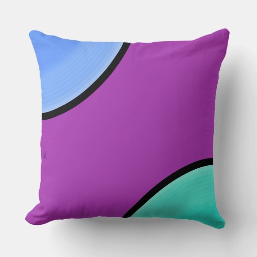 アールデコカラーブロックバイオレットブルーシーフォームとブラック クッション (正面)