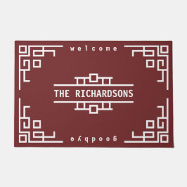 アールデコカラーレトロ幾何枠 ドアマット