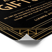 アールデコカードとギフトブラック金ゴールドのサイン ポスター (角)
