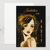 アールデコガールパーティー 招待状 (正面/裏面)