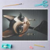 アールデコキャットブラック長い点滅の切り離し 薄葉紙 (クラフト)