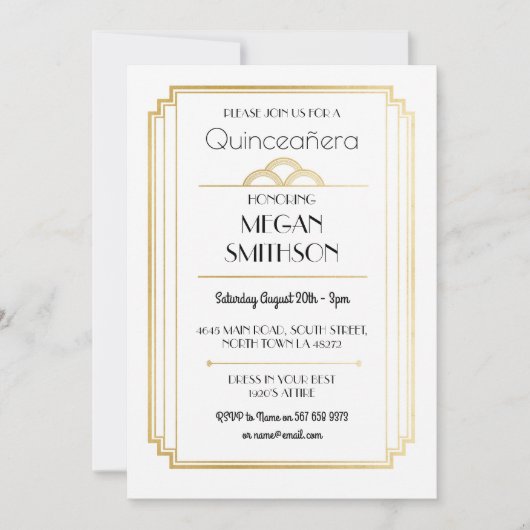 アールデコキンセアニェラバースデーパーティー1920s招待状 招待状 (正面)